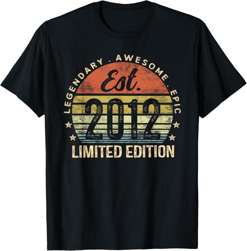 100% Cotton Est 2012 Limited Edition 12th Birthday Gifts 12 Year Old T-Shirt Hoodie Sweatshirt | PrintMintTees.com