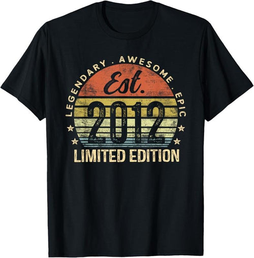 100% Cotton Est 2012 Limited Edition 12th Birthday Gifts 12 Year Old T-Shirt Hoodie Sweatshirt | PrintMintTees.com