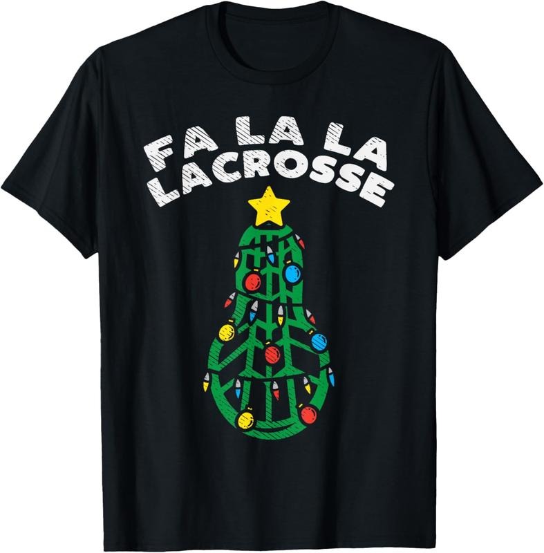 100% Cotton Fa La Lacrosse Funny Christmas Lax Player Goalie Team Gift T-Shirt Hoodie Sweatshirt | PrintMintTees.com