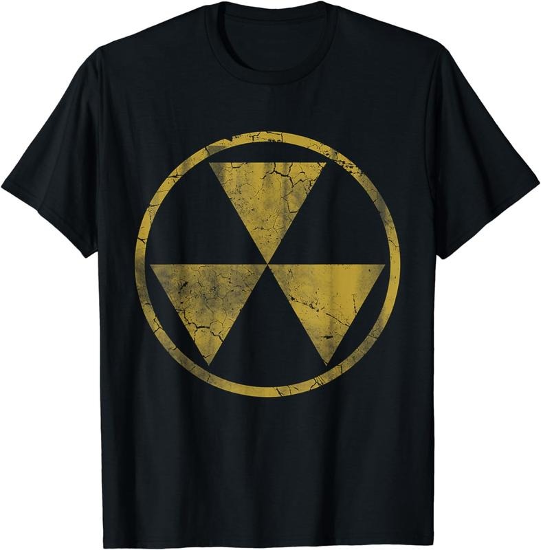 [100% Cotton]Fallout Nuclear Symbol Retro Fade Distressed T-Shirt Hoodie Sweatshirt | PrintMintTees.com