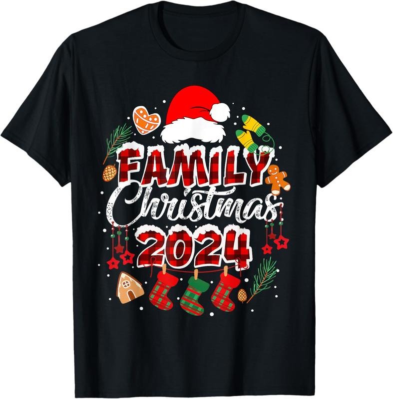 100% Cotton Family Christmas 2024 Matching Squad Santa Red Plaid Xmas T-Shirt Hoodie Sweatshirt | PrintMintTees.com