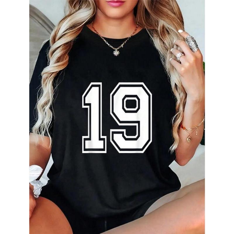 100% Cotton Fashion Tshirt Number 19 Varsity Sports Team Jersey 19th Birthday 19 Years T-Shirt style 02 Hoodie Sweatshirt