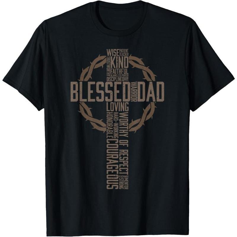 100% Cotton Father's Day Gift for Dad Husband Blessed Dad Christian T-Shirt Hoodie Sweatshirt | PrintMintTees.com