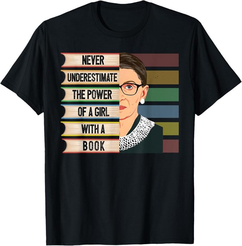 100% Cotton Feminist Ruth Bader Ginsburg RBG Quote Girl With Book Women T-Shirt Hoodie Sweatshirt | PrintMintTees.com