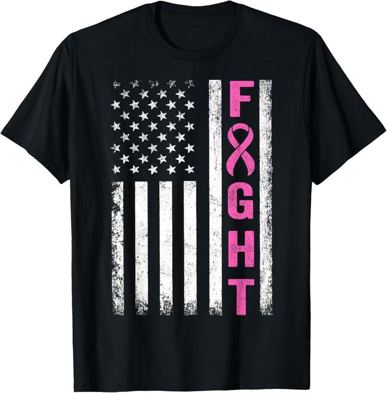 100% Cotton Fight Breast Survivor American Flag Breast Cancer Awareness T-Shirts, Hoodie, Sweatshirt