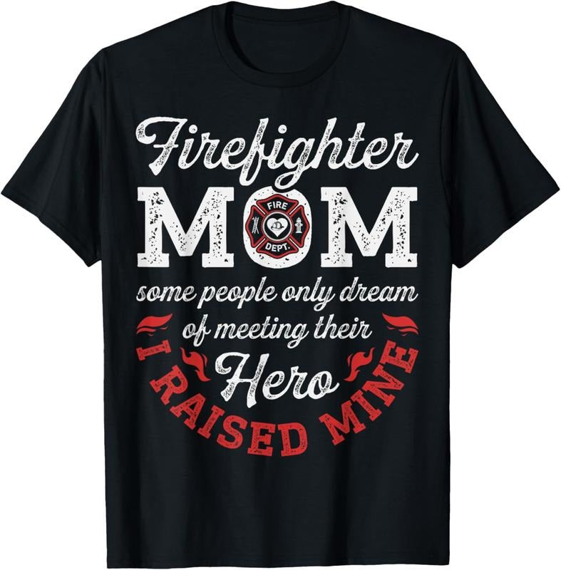 100% Cotton Firefighter Mom Mother's Day Thin Red Line Firefighting T-Shirt Hoodie Sweatshirt | PrintMintTees.com