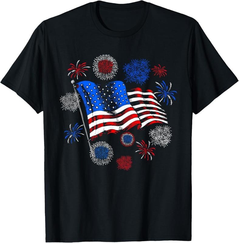 100% Cotton Fireworks 4th July American Flag Patriotic Sparklers T-Shirts, Hoodie, Sweatshirt
