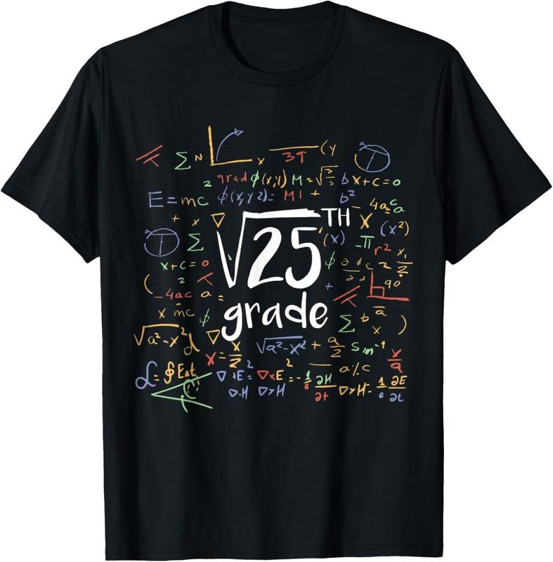 100% Cotton First Day Of School 5th Grade Square Root Of 25 Math Teacher T-Shirt Hoodie Sweatshirt | PrintMintTees.com
