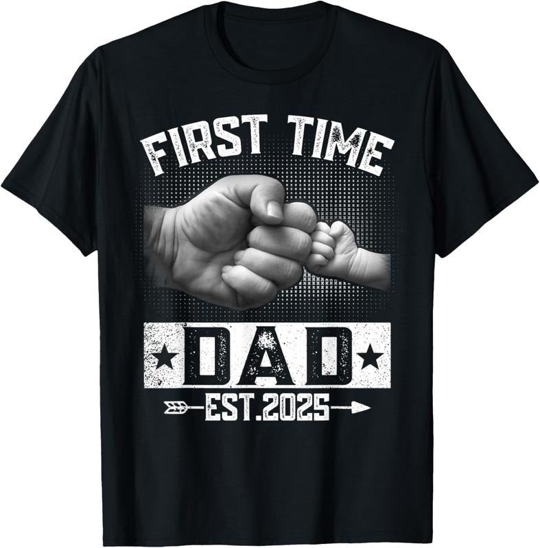 100% Cotton First Time Dad Est 2025 Fist Bump New Dad Funny Shirt Hoodie Sweatshirt