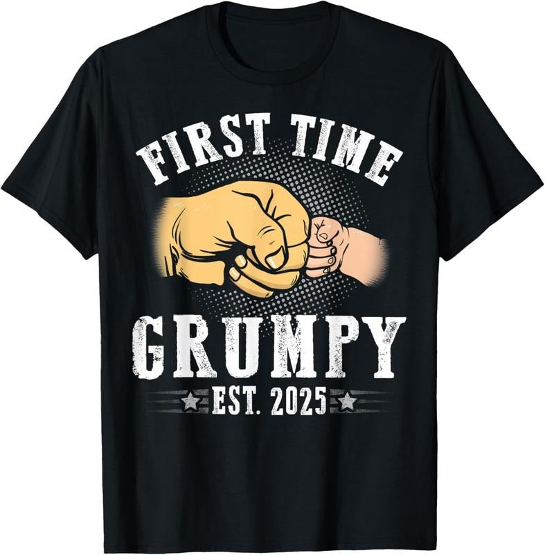 100% Cotton First time Grumpy Est 2025 Father's Day Soon To Be Grumpy T-Shirt Hoodie Sweatshirt | PrintMintTees.com