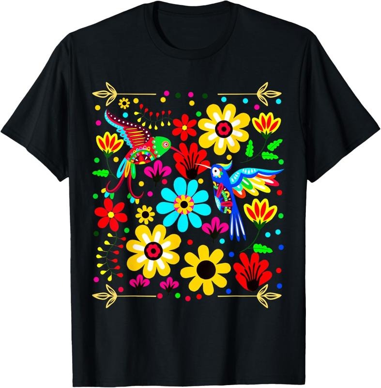 100% Cotton Floral Bird Otomi Mexican Style Mexicano Mexicana T-Shirt Hoodie Sweatshirt | PrintMintTees.com