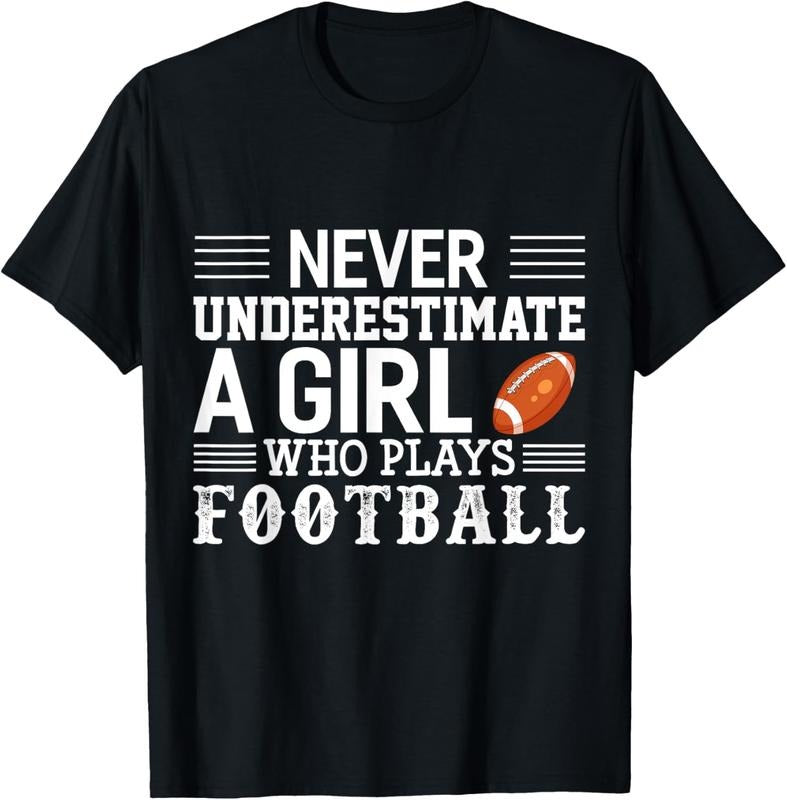 100% Cotton Football Girl Never Underestimate A Girl Who Plays Football T-Shirt Hoodie, Sweatshirt | PrintMintTees.com