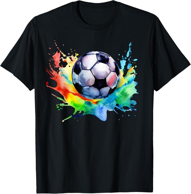 100% Cotton Football Watercolor Soccer Ball Artsy Splash Player Team T-Shirt Hoodie Sweatshirt | PrintMintTees.com