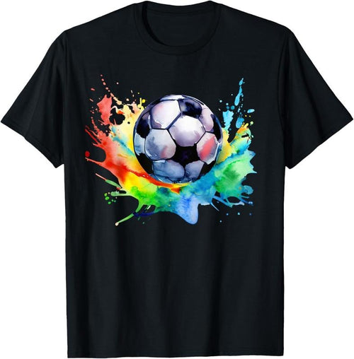 100% Cotton Football Watercolor Soccer Ball Artsy Splash Player Team T-Shirt Hoodie Sweatshirt | PrintMintTees.com