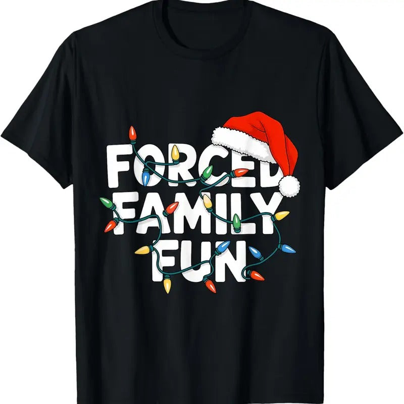 100% Cotton Forced Family FUN Winter Holidays Funny Christmas Adult  T-Shirt Hoodie Sweatshirt | PrintMintTees.com