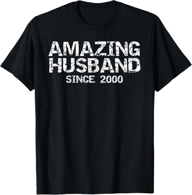 100% Cotton Fun 24th Wedding Anniversary Idea Amazing Husband Since 2000 T-Shirt Hoodie, Sweatshirt | PrintMintTees.com