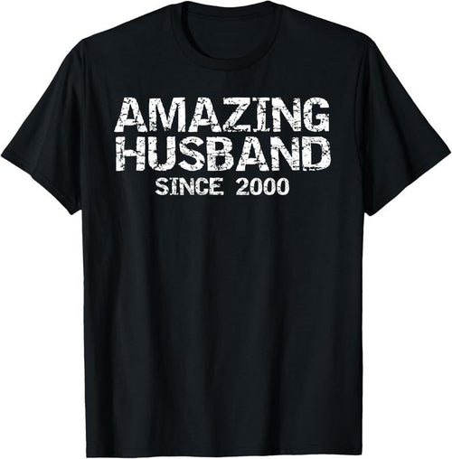 100% Cotton Fun 24th Wedding Anniversary Idea Amazing Husband Since 2000 T-Shirt Hoodie, Sweatshirt | PrintMintTees.com