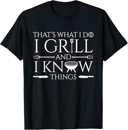 100% Cotton Fun I Grill And Know Things Meat Lover Barbecue Dad Gift T-Shirt Hoodie Sweatshirt | PrintMintTees.com