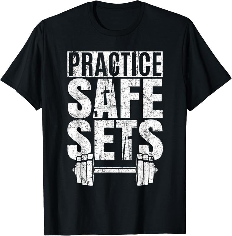 100% Cotton Funny "Practice Safe Sets" - Weight Lifting T-Shirt Hoodie Sweatshirt | PrintMintTees.com
