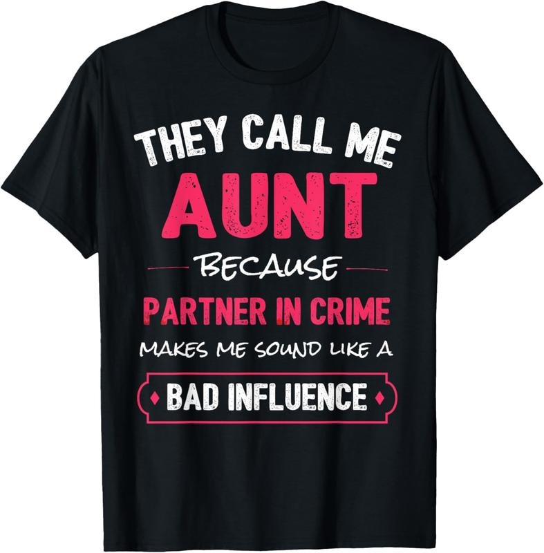 100% Cotton Funny Aunt Aunt Partner In Crime T-Shirt Hoodie Sweatshirt | PrintMintTees.com
