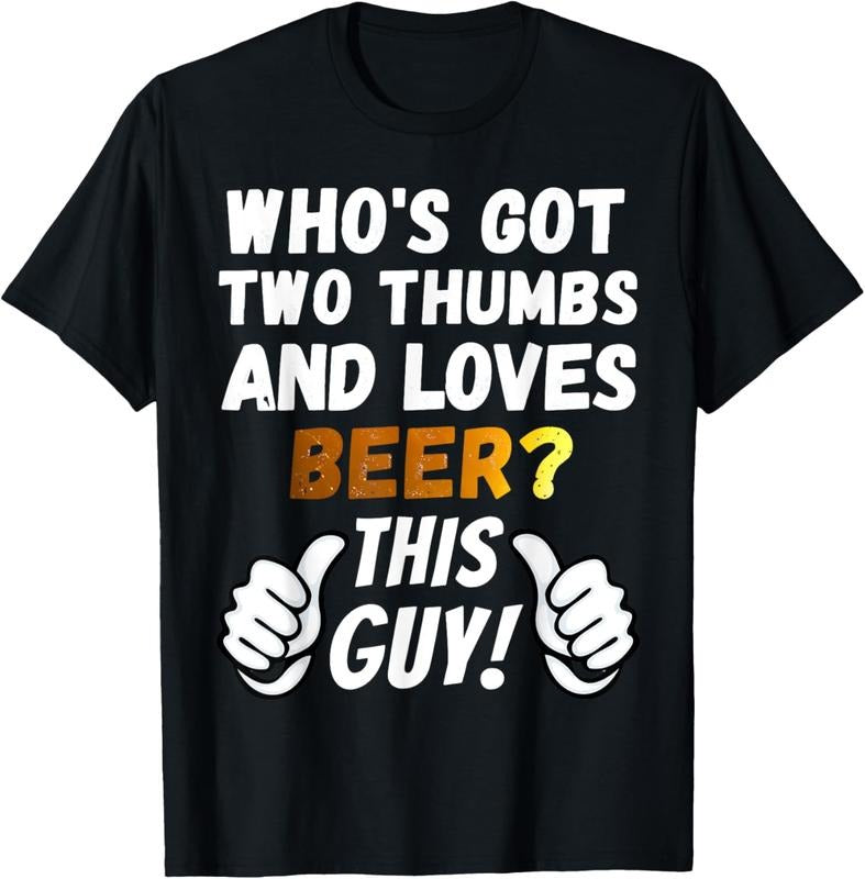 100% Cotton Funny Beer T-Shirt for Men - Two Thumbs Loves Beer T-Shirt Hoodie Sweatshirt | PrintMintTees.com