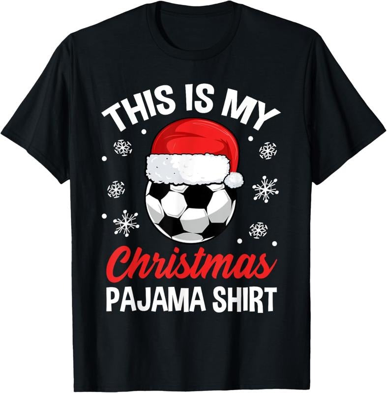 100% Cotton Funny Christmas Soccer Ball Pajama Pj Outfit Men Women T-Shirt Hoodie Sweatshirt | PrintMintTees.com