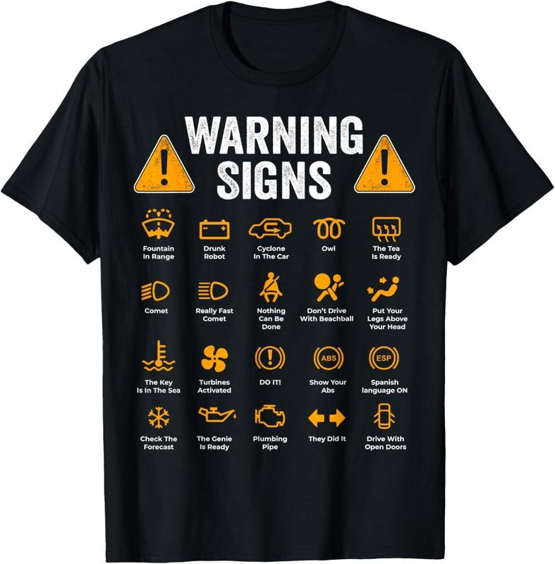 100% Cotton Funny Driving Warning Signs 101 Auto Mechanic Gift Driver Short Sleeve T-Shirt Hoodie Sweatshirt