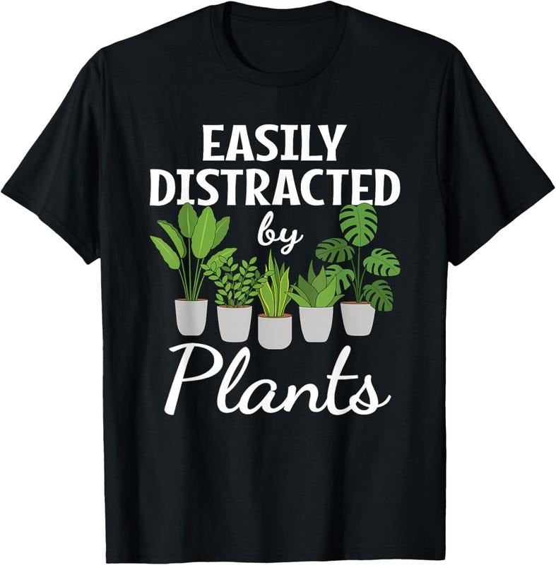 100% Cotton Funny Easily Distracted By Plants Succulent Gardening Garden T-Shirt Hoodie Sweatshirt | PrintMintTees.com