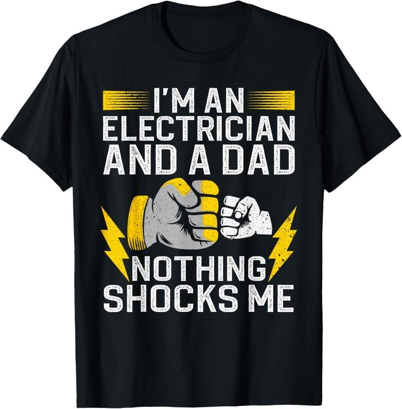 100% Cotton Funny Electrician Design For Men Daddy Electrical Engineers T-Shirt Hoodie Sweatshirt | PrintMintTees.com