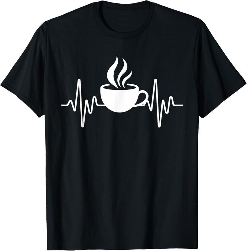 100% Cotton Funny Heartbeat Coffee Cup Cute Heartbeat Coffee Lover T-Shirt Hoodie Sweatshirt | PrintMintTees.com