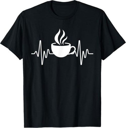 100% Cotton Funny Heartbeat Coffee Cup Cute Heartbeat Coffee Lover T-Shirt Hoodie Sweatshirt | PrintMintTees.com