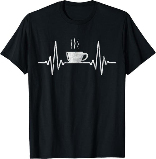 100% Cotton Funny Heartbeat Coffee Shirt Coffee Cup Frequency T-Shirt Hoodie Sweatshirt | PrintMintTees.com