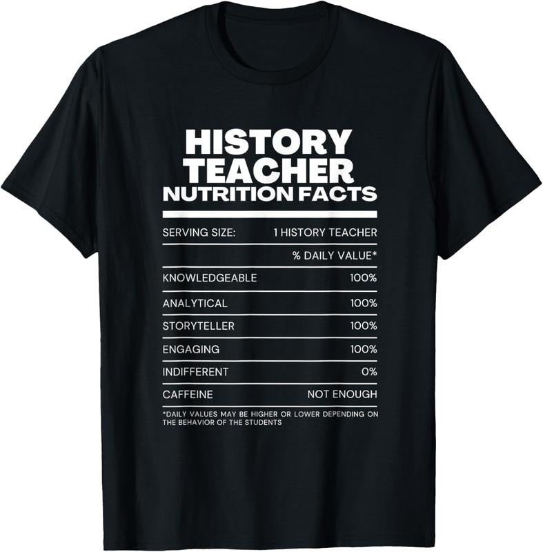 100% Cotton Funny History Teacher Nutrition Facts T-Shirt Hoodie Sweatshirt | PrintMintTees.com