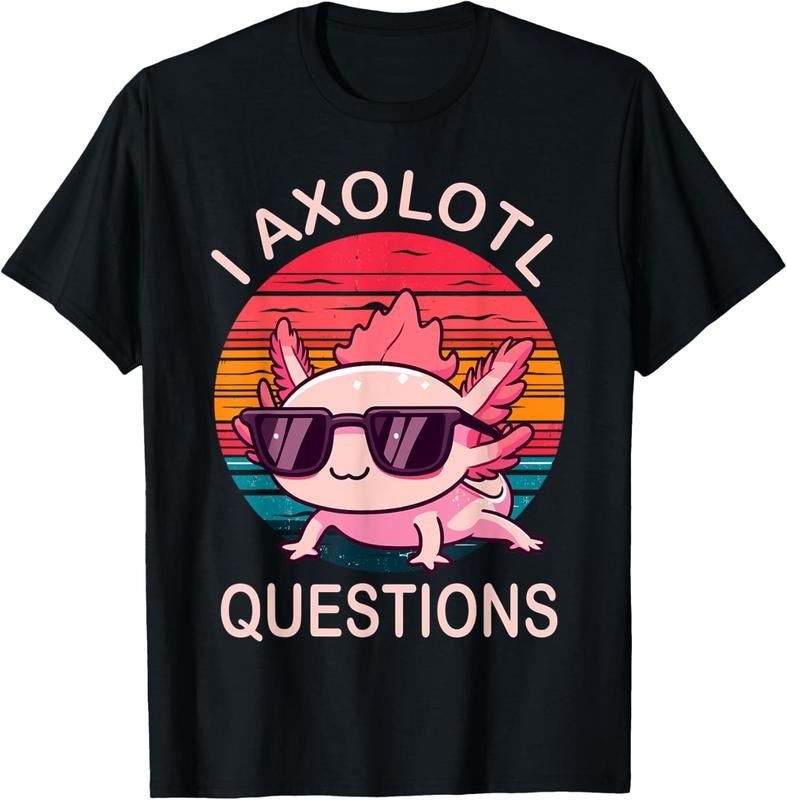 100% Cotton Funny I Axolotl Questions Gifts Axolotl Wearing a Sunglasses T-Shirt Hoodie Sweatshirt | PrintMintTees.com
