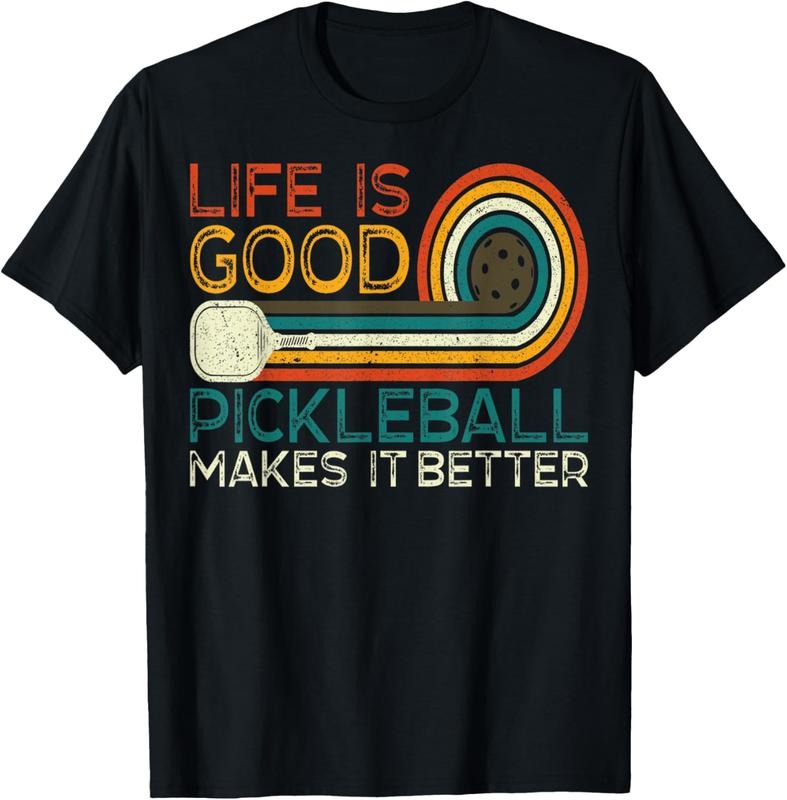 100% Cotton Funny Life is Good, Pickleball Makes it Better T-Shirt Hoodie, Sweatshirt | PrintMintTees.com