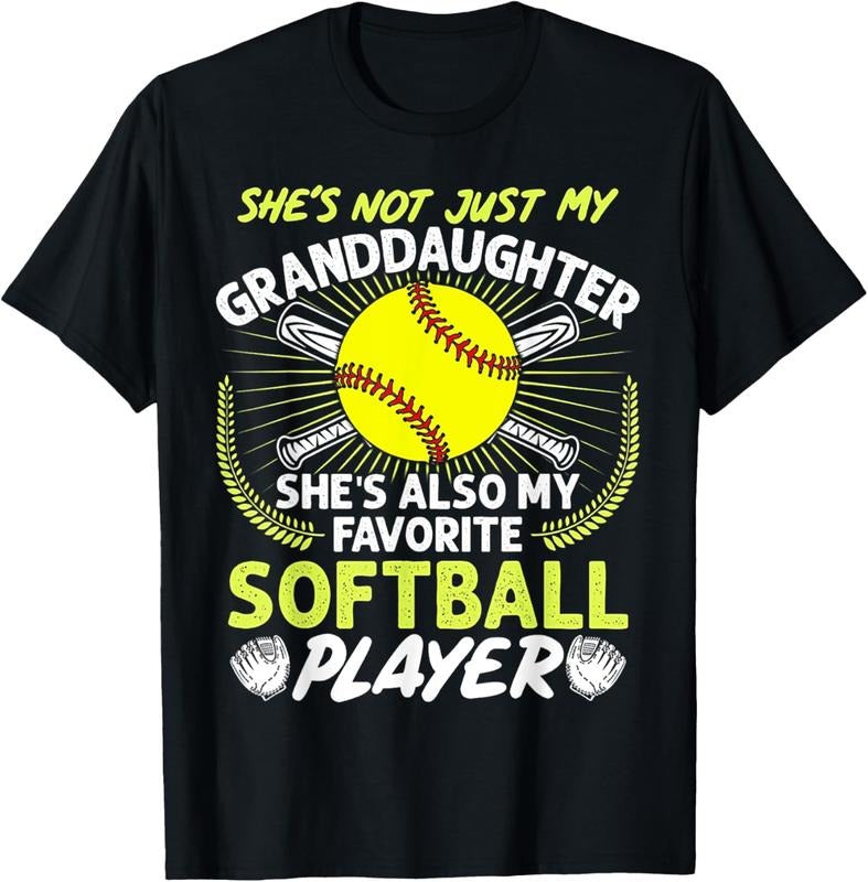 100% Cotton Funny My Granddaughter She's Also My Favorite Softball T-Shirt Hoodie, Sweatshirt | PrintMintTees.com