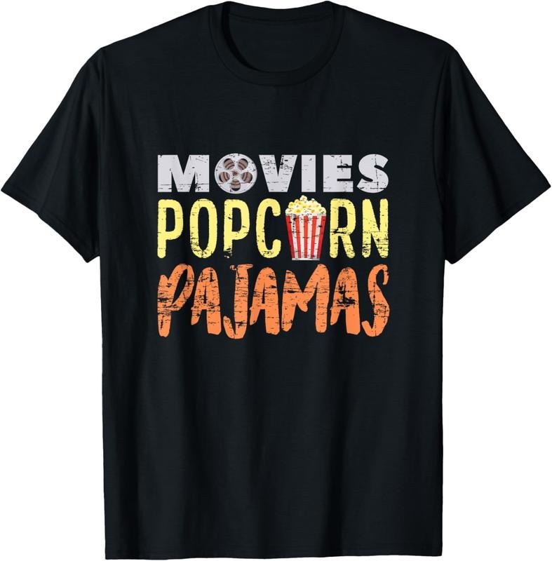 100% Cotton Funny Pajama Party Movies Night Gift Snack Popcorn T-Shirt Hoodie, Sweatshirt | PrintMintTees.com