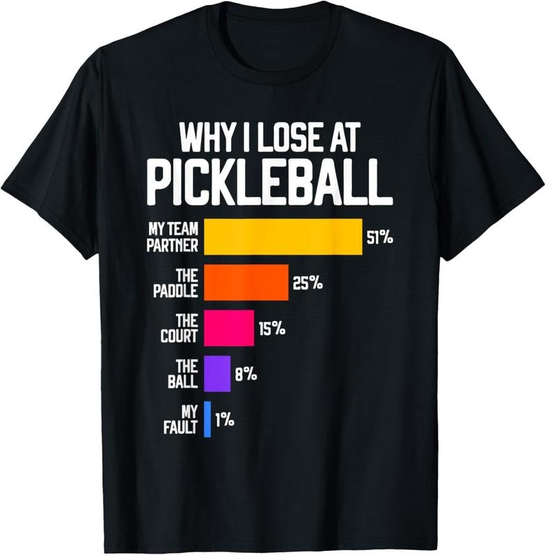 100% Cotton Funny Pickleball Humor : Why I Lose Black Classic Fit Crew Neck Short Sleeve Shirt Hoodie Sweatshirt
