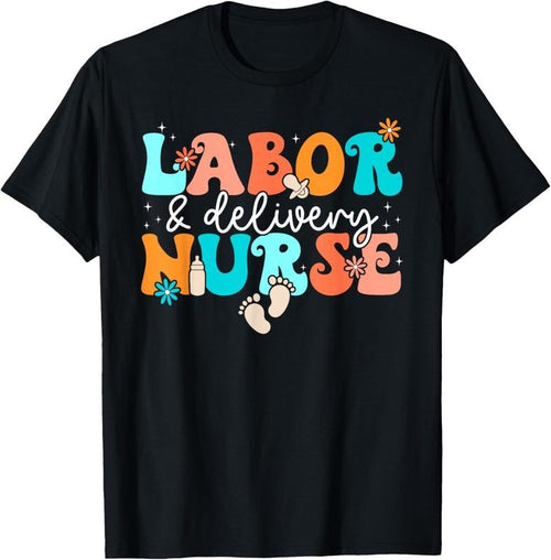 100% Cotton Funny Retro Groovy Labor And Delivery L&D Nurse Squad T-Shirt Hoodie Sweatshirt | PrintMintTees.com