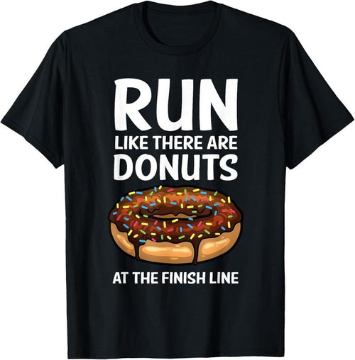 100% Cotton Funny Running For Men Women Donut Finish Line Marathon T-Shirt Hoodie Sweatshirt | PrintMintTees.com