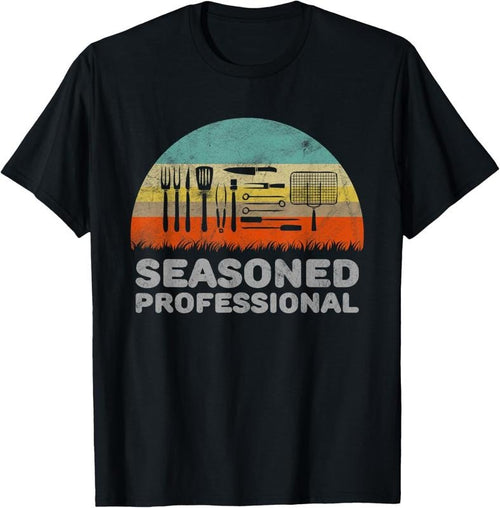 100% Cotton Funny Seasoned Professional Barbecue Pun T-Shirt T-Shirt Hoodie Sweatshirt | PrintMintTees.com