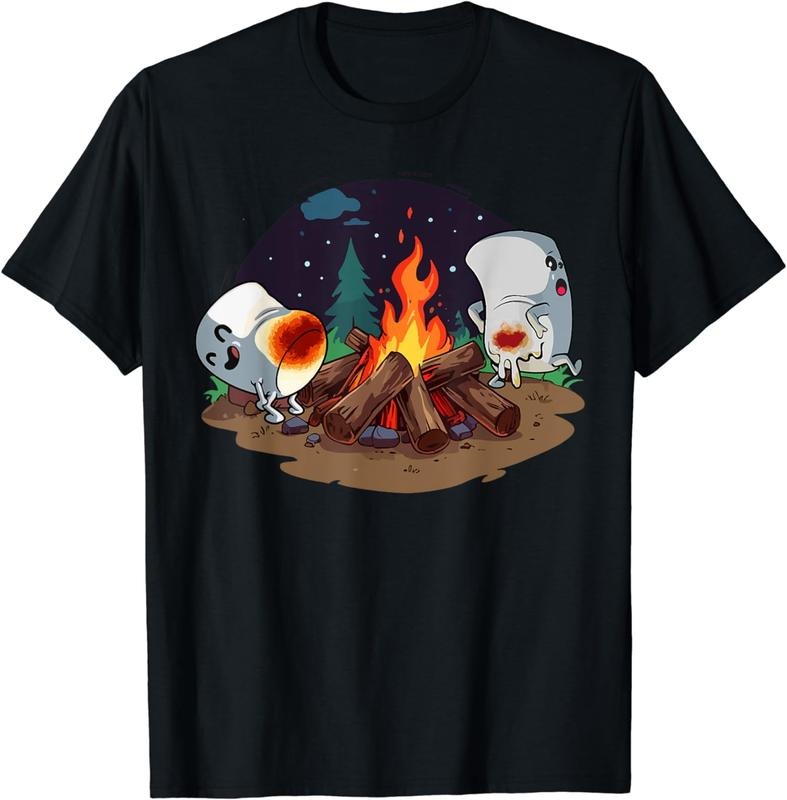 [100% Cotton]Funny Smores Marshmallow Campfire Roasting Bonfire Camping T-Shirt Hoodie Sweatshirt | PrintMintTees.com