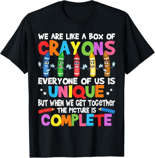 100% Cotton Funny Teacher We Are Like a Box of Crayons T-Shirt Hoodie, Sweatshirt | PrintMintTees.com