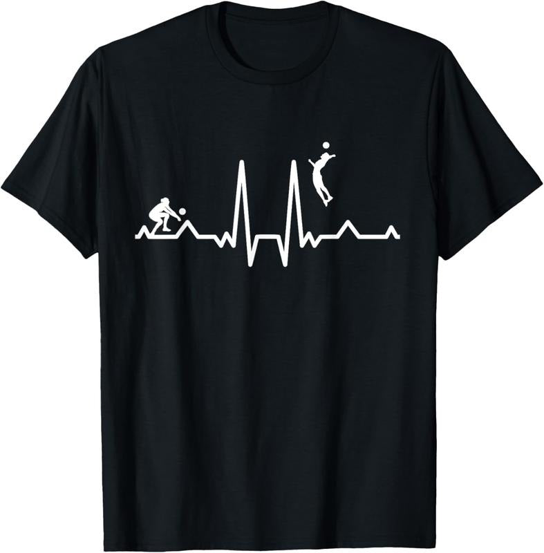 100% Cotton Funny Volleyball Heartbeat Volleyball T-Shirts, Hoodie, Sweatshirt