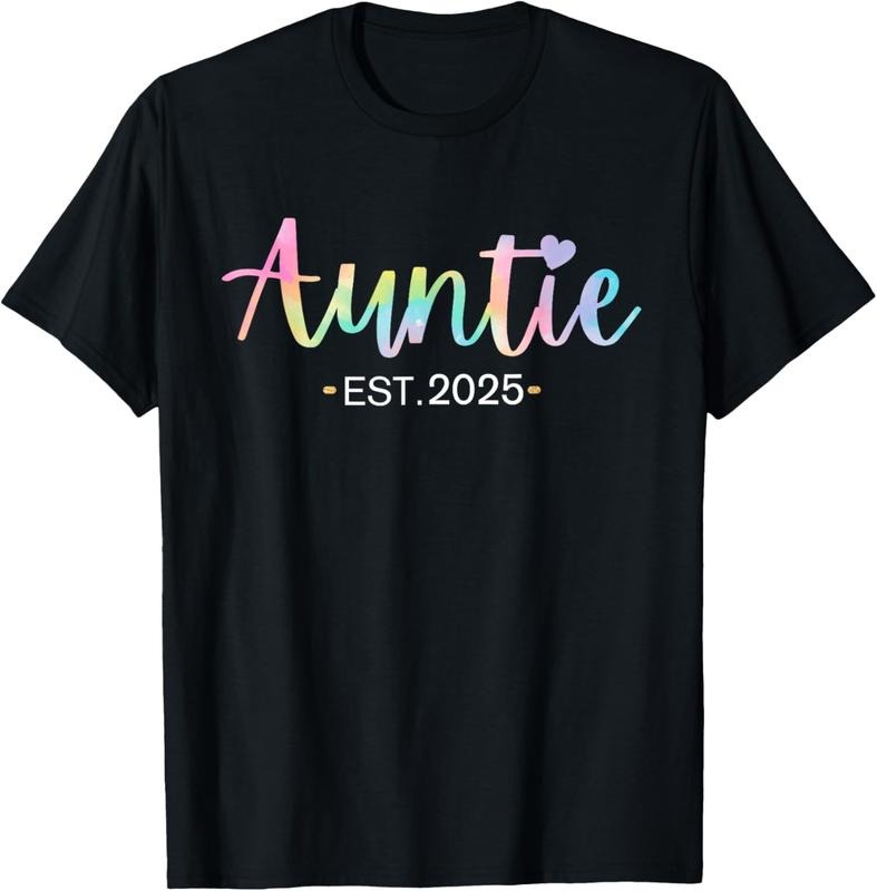 100% Cotton Gifts For New Auntie Est 2025 Tie Dye Promoted to Aunt 2025 T-Shirt Hoodie, Sweatshirt | PrintMintTees.com