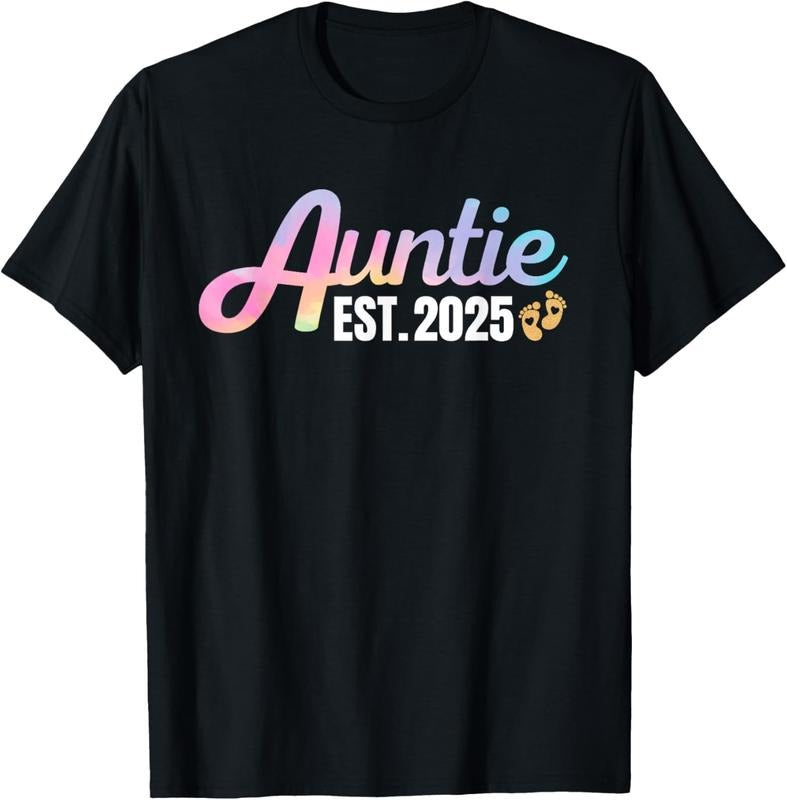 100% Cotton New Auntie Est 2025 Tie Dye Promoted Aunt 2025 T Shirtstyle{N002}2 T-Shirts, Hoodie, Sweatshirt
