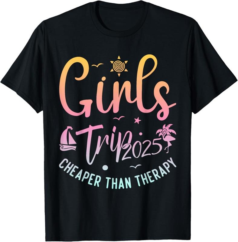 100% Cotton Girls Trip Cheaper Than a Therapy 2025 Girls Trip Matching T-Shirt Hoodie Sweatshirt | PrintMintTees.com