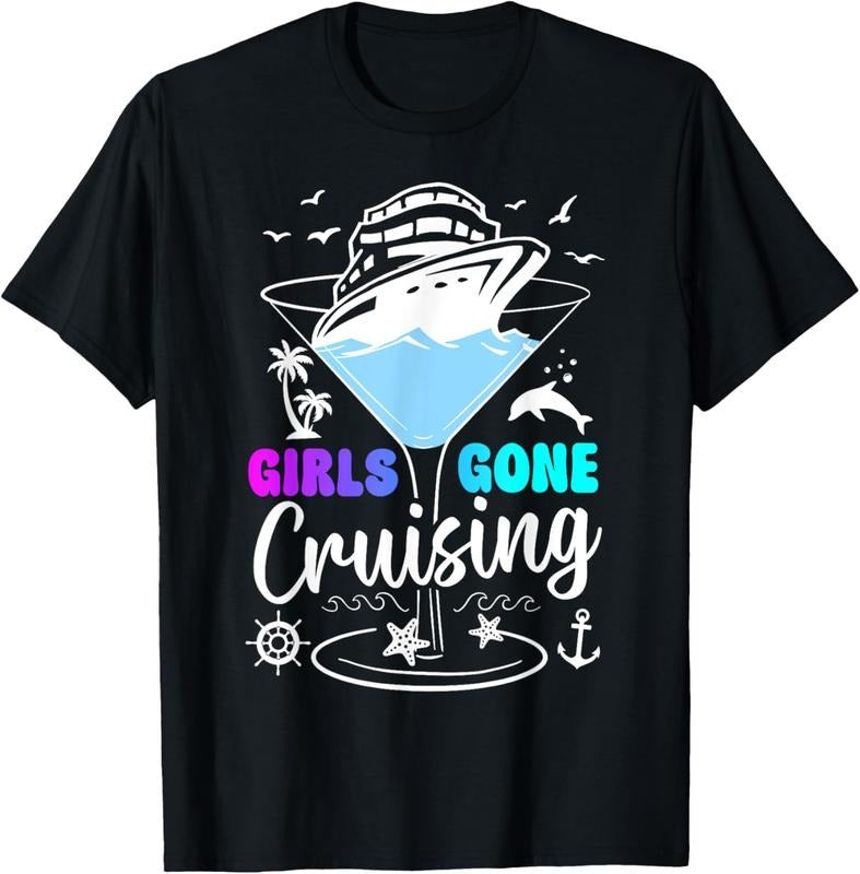 100% Cotton Girls Trip Cruise 2025, Girls Gone Cruising, Birthday Squad T-Shirt Hoodie, Sweatshirt | PrintMintTees.com