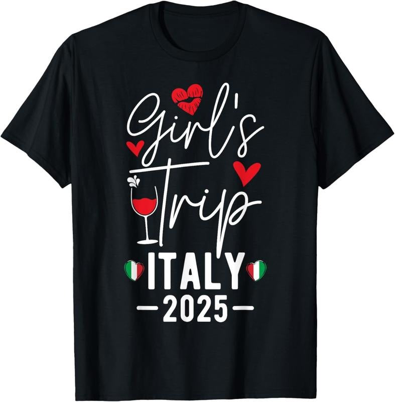 100% Cotton Girls Trip Italy 2025 Women's Weekend Girls Travel Vacation T-Shirt Hoodie Sweatshirt | PrintMintTees.com