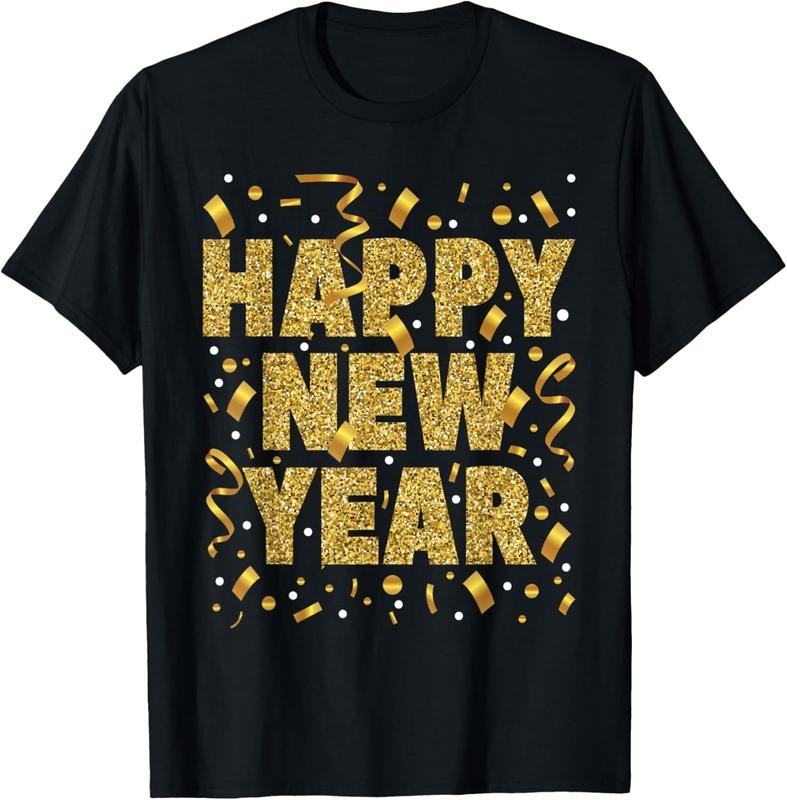 100% Cotton Golden Confetti New Year'S Eve Happy New Year T-Shirts, Hoodie, Sweatshirt